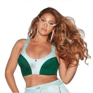 Adidas x Ivy Park - Drip 2 | Medium Support Zip Bra, Green Tint/Dark Green